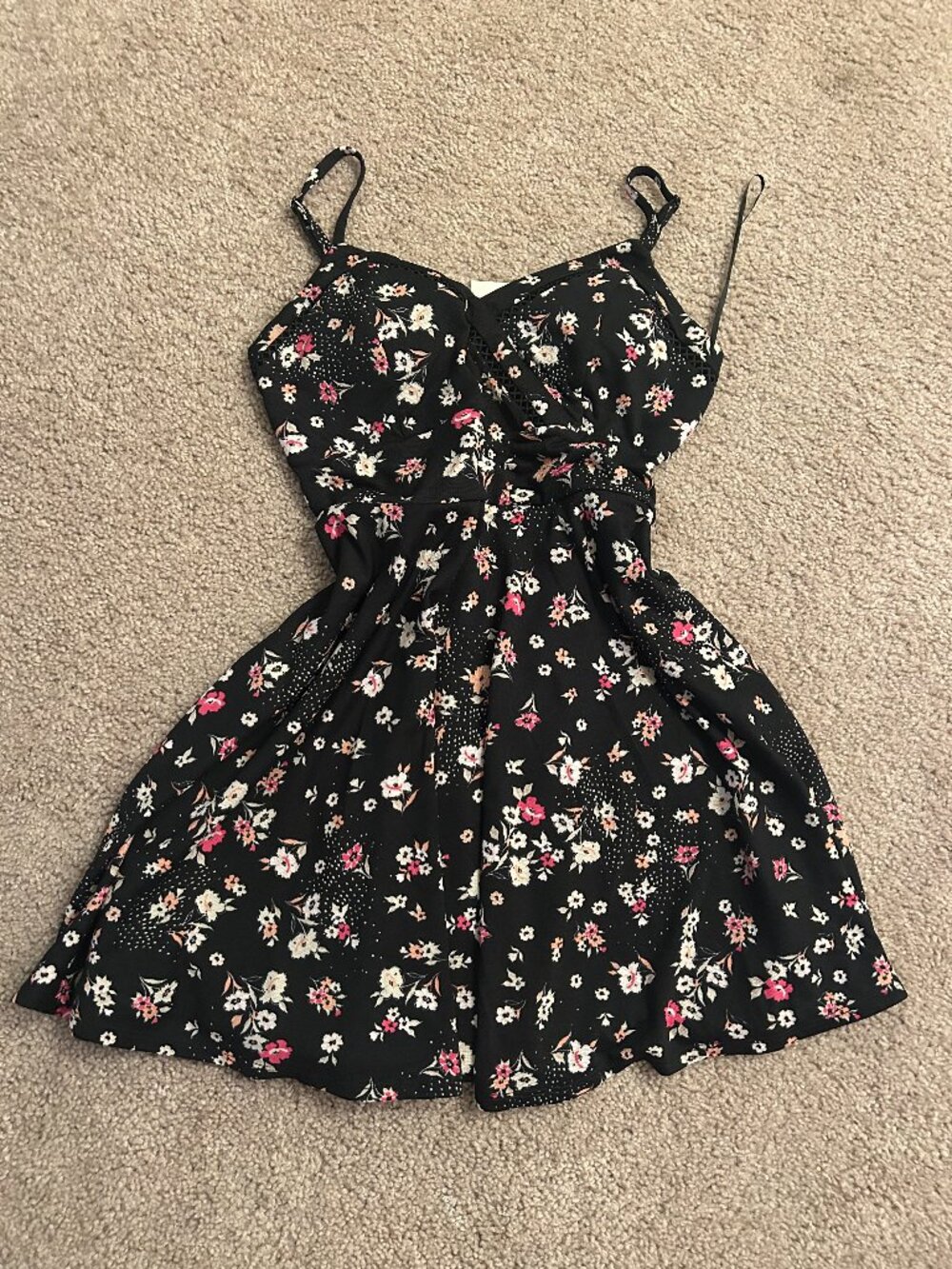 Black and Pink Floral Mini Dress